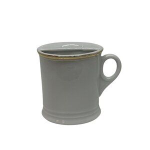 VTG Ceramic Shaving Mug Mustache Guard White Gold Trim Barber Cup Grooming